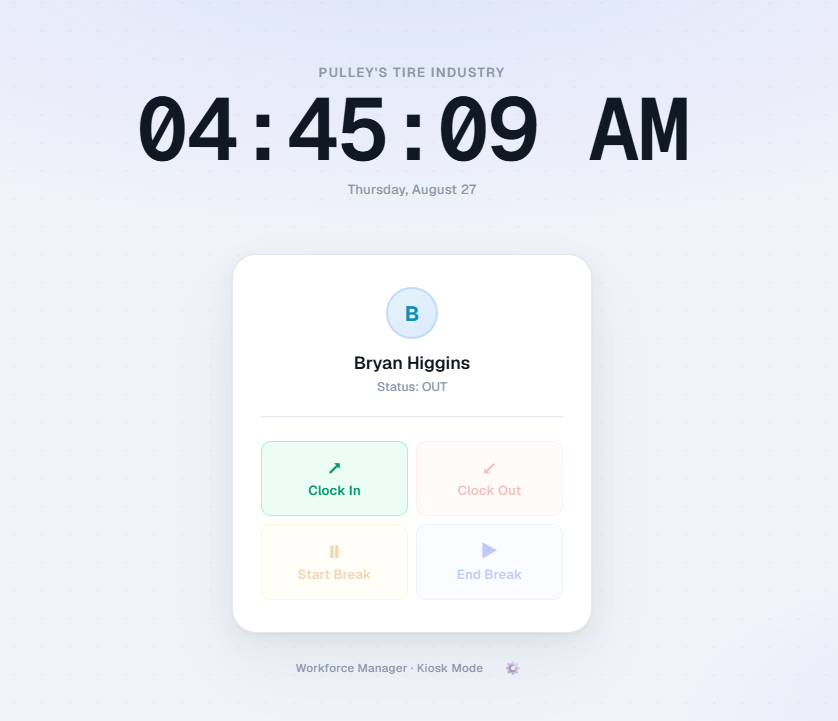 Tablet Time Clock Kiosk